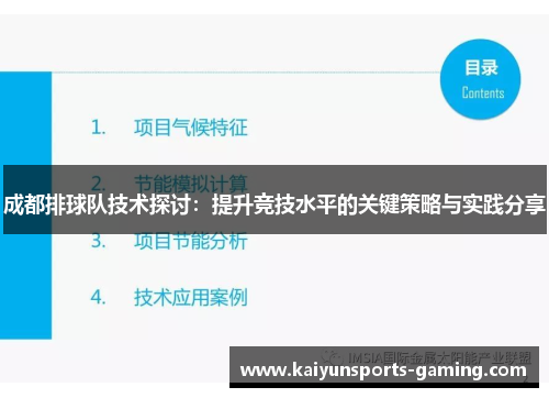 成都排球队技术探讨：提升竞技水平的关键策略与实践分享